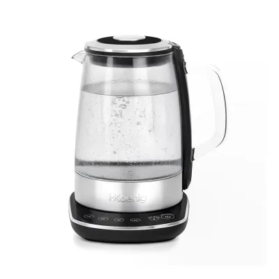 H.Koenig BO600 Elektrischer Wasserkocher, 1,5 L, Glas und Edelstahl