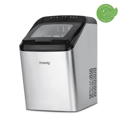 H.Koenig Eiswürfelmaschine KBP40 / Produktionszeit 9 Min /  2 Eiswürfelgrößen / Edelstahl / Silber