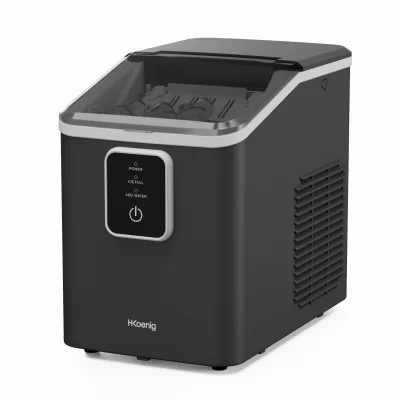 H.Koenig Eiswürfelmaschine KUB12 – 12 kg in 24 Stunden, 2 Eiswürfelgrößen, tragbar, kompakt, leise, 1 l, Eiswürfel in 6 Minuten, Eisschaufel