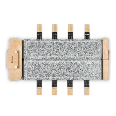 H.Koenig. Raclette-Grill mit Naturstein – Für 8 Personen, WOD362, Holzdesign