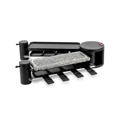 H.Koenig RP360 Raclette / 8 Personen / 4 Funktionen / 360° Drehgelenk / klappbar / 1200 W / Schwarz