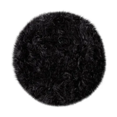 Hochflor-teppich Playara schwarz 120 cm rund