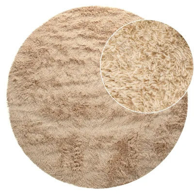Hochflor-teppich Silvana beige 200 cm rund