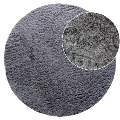 Hochflor-teppich Silvana grau 80 cm rund