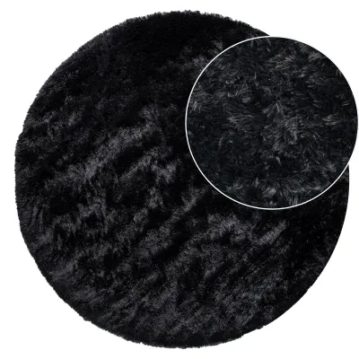 Hochflor-teppich Silvana schwarz 80 cm rund