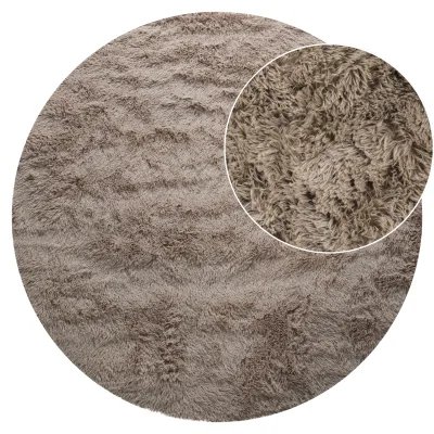 Hochflor-teppich Silvana taupe 120 cm rund