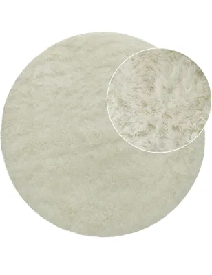 Hochflor-teppich Silvana weiß 120 cm rund