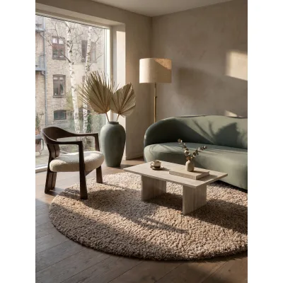 Hochflorteppich RHEIN, einfarbig, aus Polypropylen, Beige, Ø 200 cm