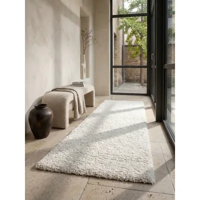 Hochflorteppich RHEIN, einfarbig, aus Polypropylen, Creme, 80 x 250 cm