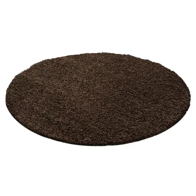 Hochflorteppich RHEIN, einfarbig, Braun, Ø 80 cm