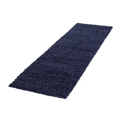 Hochflorteppich RHEIN, einfarbig, Marineblau, 80 x 250 cm