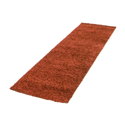 Hochflorteppich RHEIN, einfarbig, Terrakotta, 80 x 250 cm