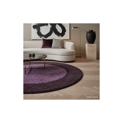 Hochflorteppich RHEIN, mit Bordüre, Violett, Ø 200 cm