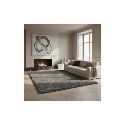 Kadima Design Hochflorteppich Grau 200x290 cm