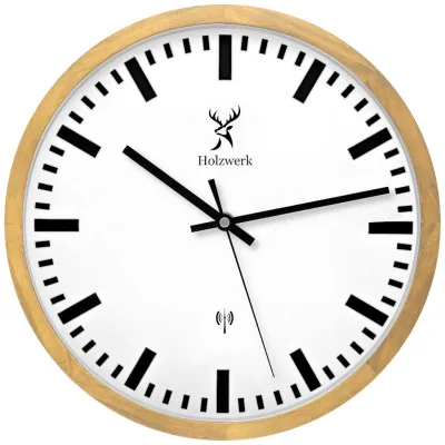 Holzwerk Wanduhr Beige, Weiß, Schwarz 30x30x4.2 cm