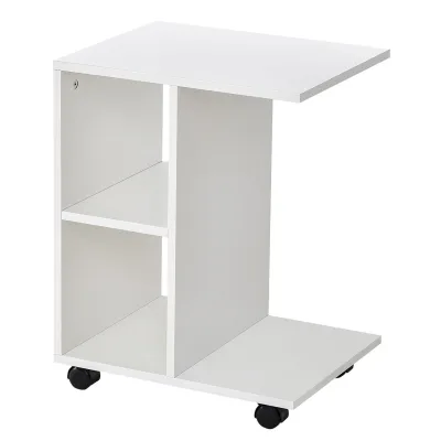 HOMCOM Beistelltisch in C-Form, Kaffeetisch, Couchtisch, Standtisch, Eckschreibtisch, Weiß