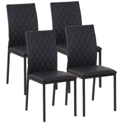 HOMCOM Esszimmerstuhl, 4er-Set Essstuhl, Gepolsterte Esszimmerstühle, Kunstleder