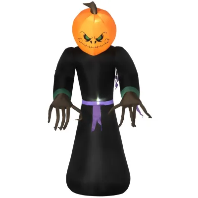 HOMCOM Halloween Dekoration Aufblasbar Selbstaufblasend Schreck Gespenst Kürbis