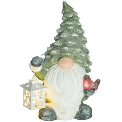 HOMCOM HOMCOM Weihnachtsdeko Figur 42 cm Weihnachtsmann mit Mütze und Laterne