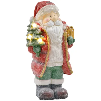 HOMCOM HOMCOM Weihnachtsdeko Figur 50 cm Weihnachtsmann mit Weihnachtsbaum und Geschen