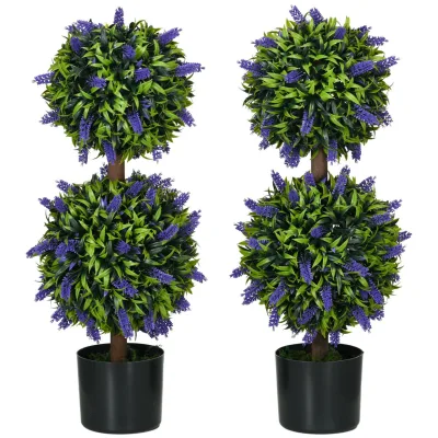 HOMCOM Künstliche Pflanzen 2er-Set 70cm UV-beständige Kunstpflanze im Blumentopf