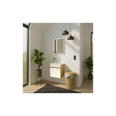 HOME DELUXE Badmöbel Komplettset BORKUM – Weiß/Eiche