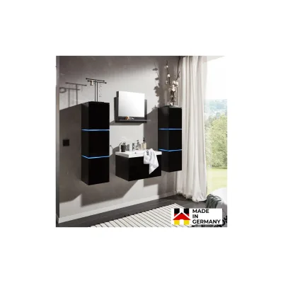 HOME DELUXE Badmöbel Komplettset WANGEROOGE XL - Schwarz Made in Germany