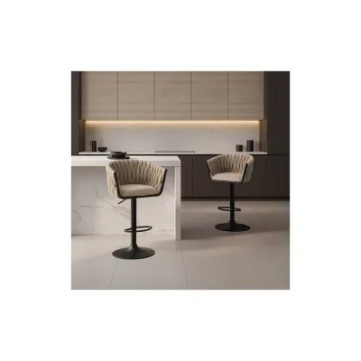 HOME DELUXE Barhocker höhenverstellbar gewebt SAMIR - 6er Set Beige