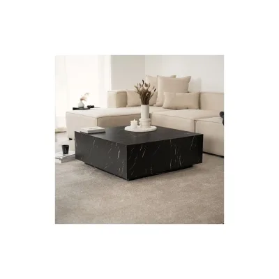 HOME DELUXE Couchtisch Marmor AMIRI XL - 95 x 95 cm Schwarz