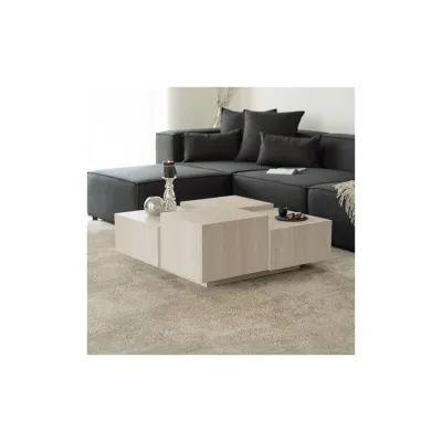 HOME DELUXE Couchtisch mit Schwebeeffekt NAYELI – 96 x 96 cm Beige