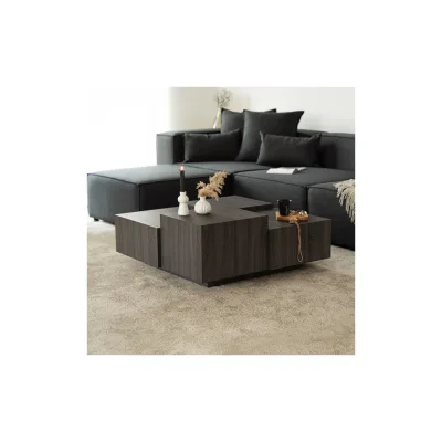 HOME DELUXE Couchtisch mit Schwebeeffekt NAYELI – 96 x 96 cm Dunkelbraun