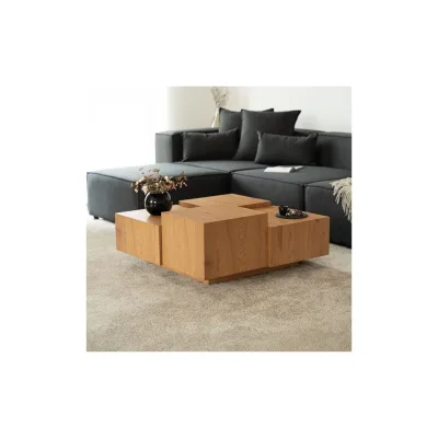 HOME DELUXE Couchtisch mit Schwebeeffekt NAYELI – 96 x 96 cm Hellbraun
