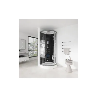HOME DELUXE Dampfdusche mit Wasserfall und Dampfsauna BLACK PEARL - 100 x 100 cm