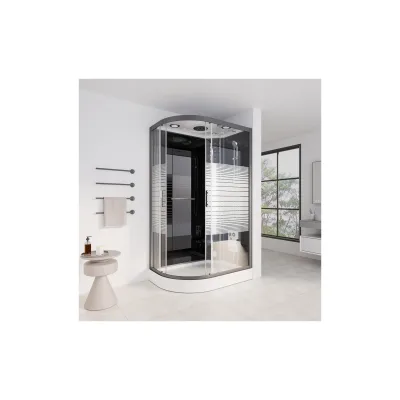 HOME DELUXE Dampfdusche mit Wasserfall und Dampfsauna BLACK PEARL - 120 x 80 cm Links