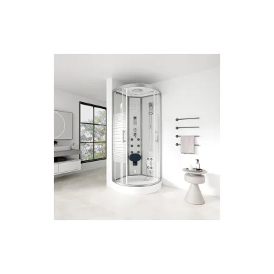 HOME DELUXE Dampfdusche mit Wasserfall und Dampfsauna WHITE PEARL - 100 x 100 cm