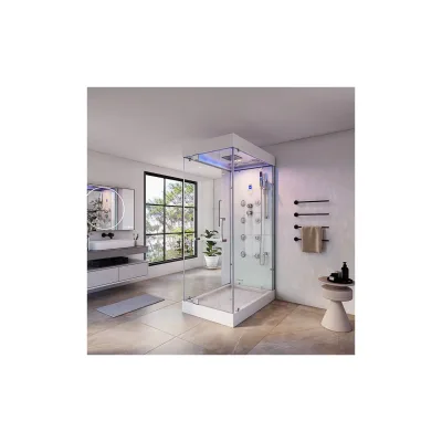 HOME DELUXE Dampfdusche mit Wasserfall und LED-Beleuchtung DESIGN M - 80 x 120 cm