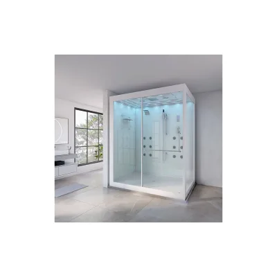 HOME DELUXE Dampfdusche mit Wasserfall und LED-Beleuchtung DESIGN XL - 180 x 130 cm