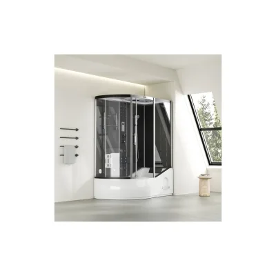 HOME DELUXE Dampfdusche mit Whirlpool ALLIN 4IN1 - 170 x 90 Schwarz Links