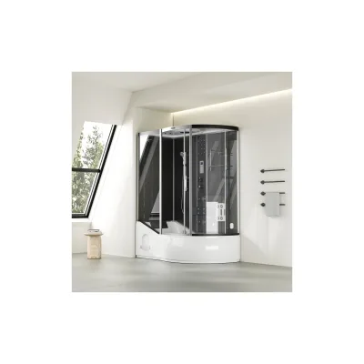 HOME DELUXE Dampfdusche mit Whirlpool ALLIN 4IN1 - 170 x 90 Schwarz Rechts