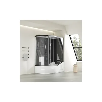 HOME DELUXE Duschkabine mit Badewanne ALLIN 2IN1 - 170 x 90 Schwarz Links