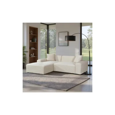 HOME DELUXE Ecksofa AMELIO Cord Beige Links - 240 x 178 cm