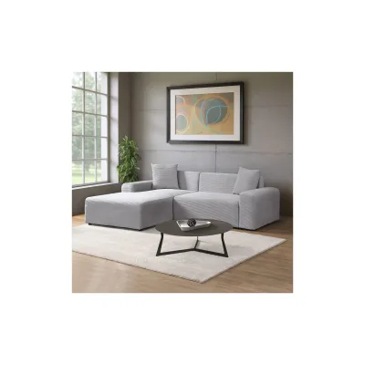 HOME DELUXE Ecksofa AMELIO Cord Grau Links - 240 x 178 cm