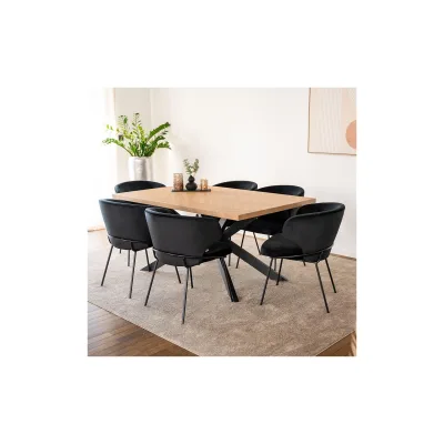HOME DELUXE Esstisch Eckig AVENCIA inkl. Sternfuß -160 x 100 cm Fishbone Oak