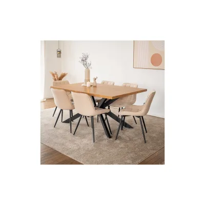 HOME DELUXE Esstisch Eckig AVENCIA inkl. Sternfuß - 160 x 100 cm Light Oak