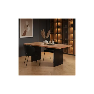 HOME DELUXE Esstisch Eiche geölt DOMELA Schwarz - 220 x 100 cm