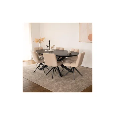 HOME DELUXE Esstisch Oval AVENTIS inkl. Sternfuß - 200 x 120 cm Dark Oak