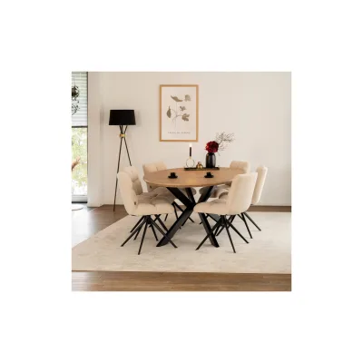HOME DELUXE Esstisch Oval AVENTIS inkl. Sternfuß - 200 x 120 cm Fishbone Oak