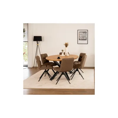 HOME DELUXE Esstisch Oval AVENTIS inkl. Sternfuß - 200 x 120 cm Light Oak