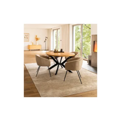 HOME DELUXE Esstisch Rund Ausziehbar AVENTURA inkl. Sternfuß - 120-160 x 120 cm Light Oak