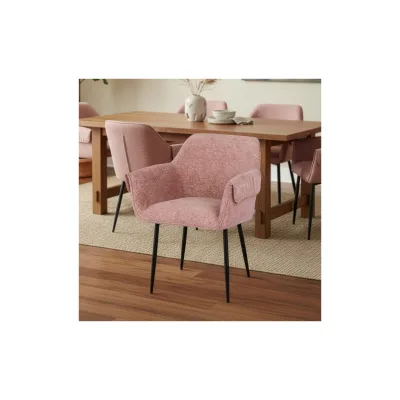 HOME DELUXE Esszimmerstuhl chenille CHENO - 8er Set Rosa